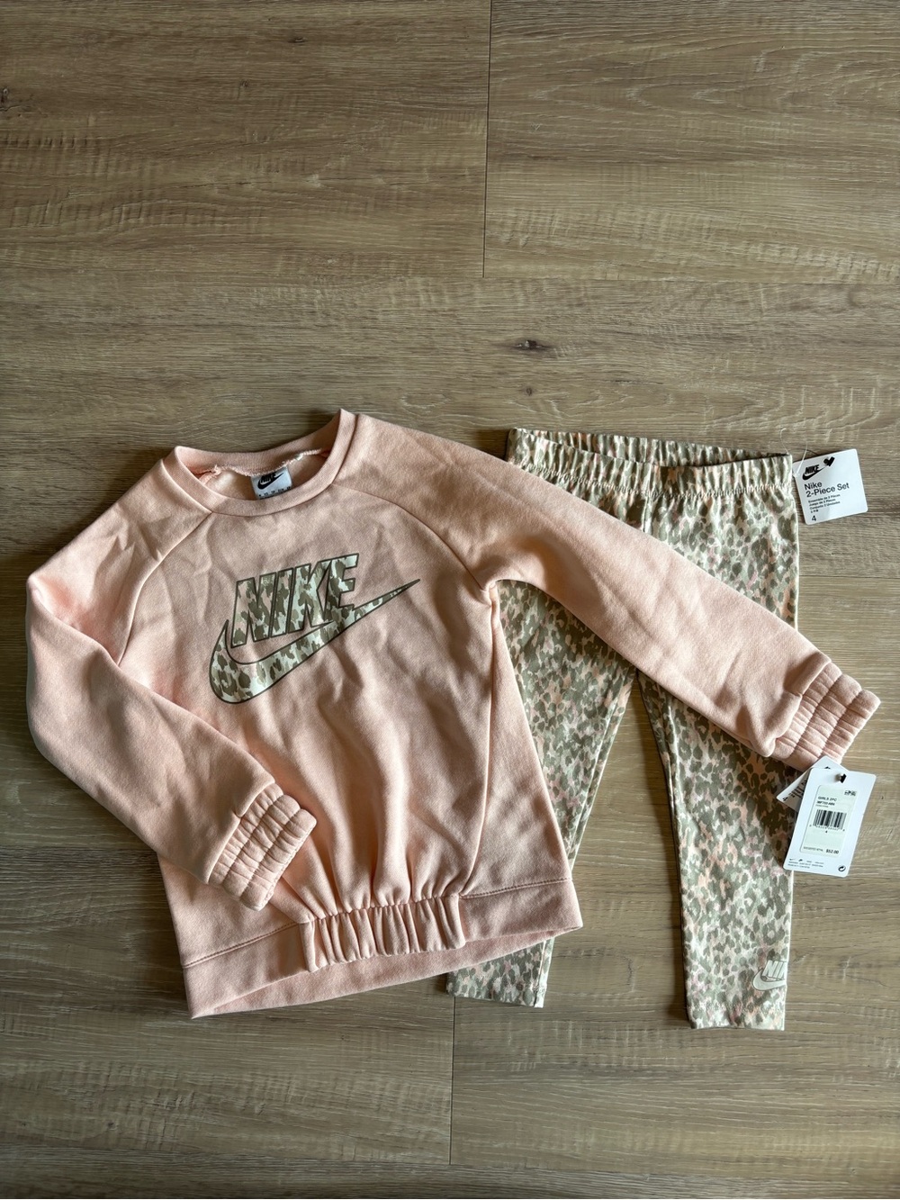 Nike Peach Pullover & Leopard Print Leggings Set NWT - 4